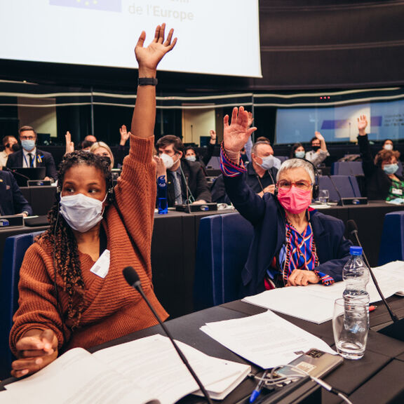 Konferenz über die Zukunft Europas im Europäischen Parlament in Straßburg am Freitag, den 29. April 2022.